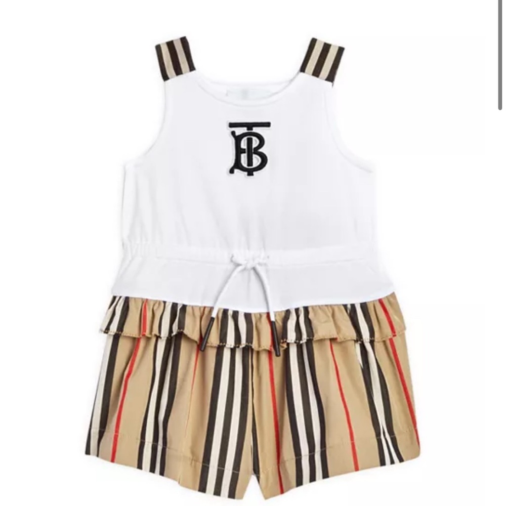 Burberry White Striped Kids one piece 12-18 mo Unisex Rhonda Icon Strip Romper